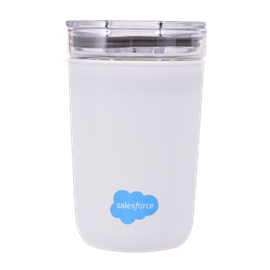 420ml Glass Tumbler with Recycled Plastic Outer Wall - White