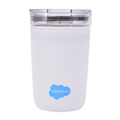 420ml Glass Tumbler with Recycled Plastic Outer Wall - White